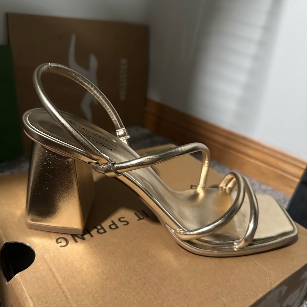 Call It Spring Gold Heels Elegant Design